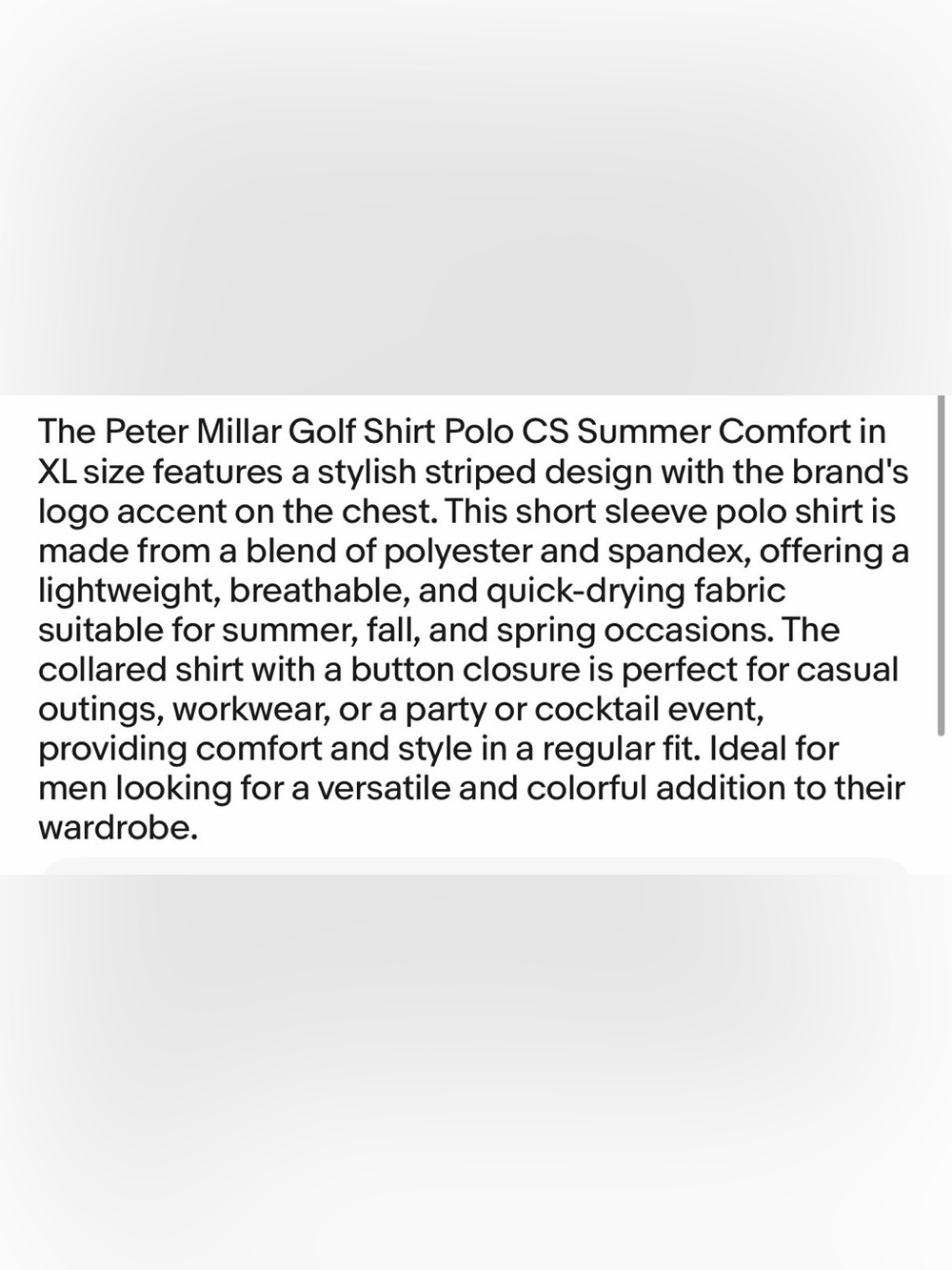 Peter Millar Golf Shirt Polo CS Summer Comfort Chest Logo Striped XL NV/WH $98 - Picture 5 of 5